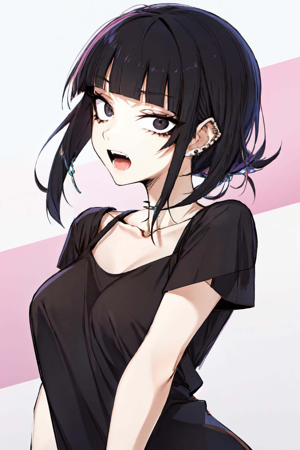 jk style,  open mouth,  black shirt on Tensor.Art