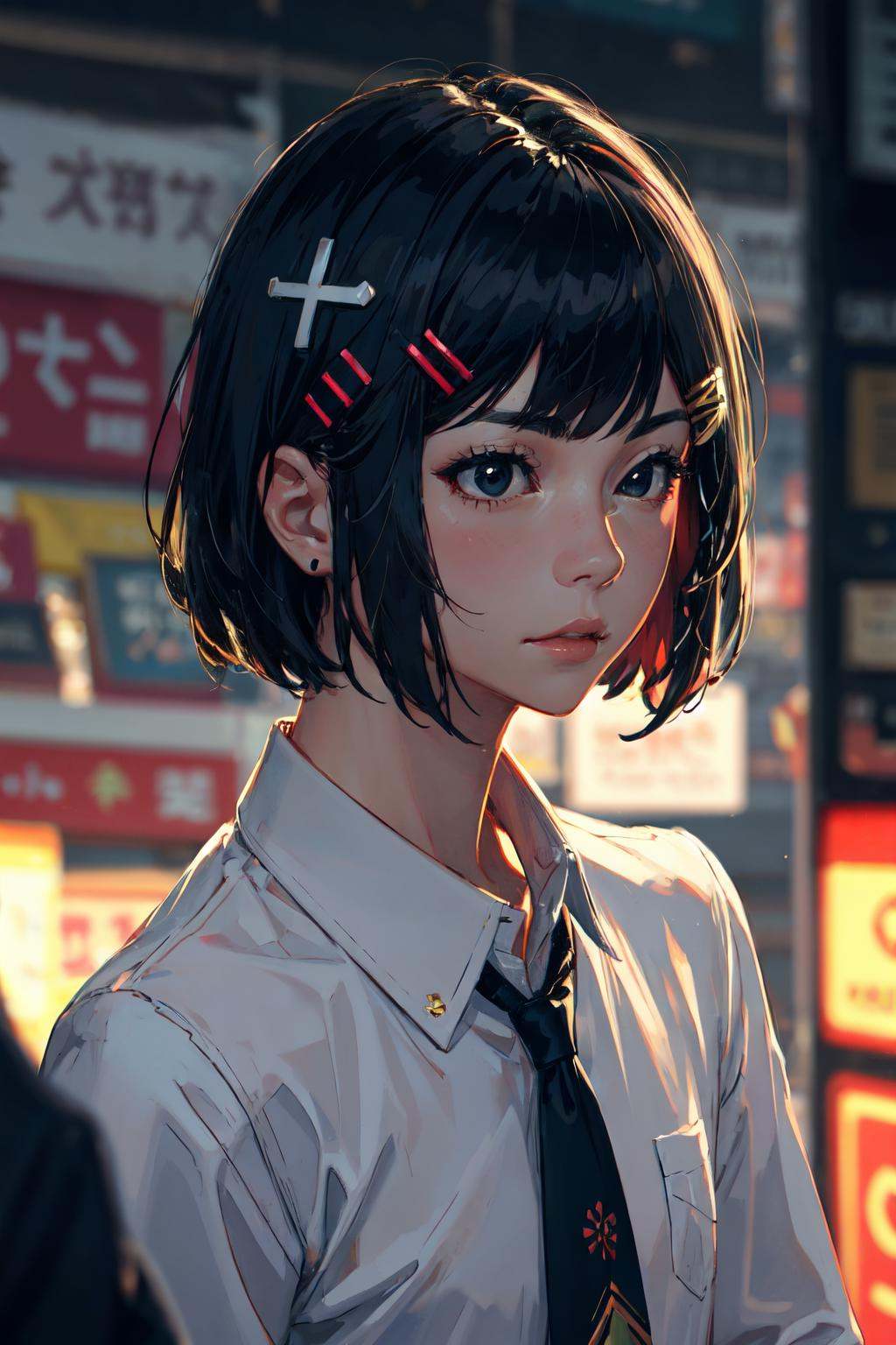 guweiz style,  black hair,  hairclip on Tensor.Art