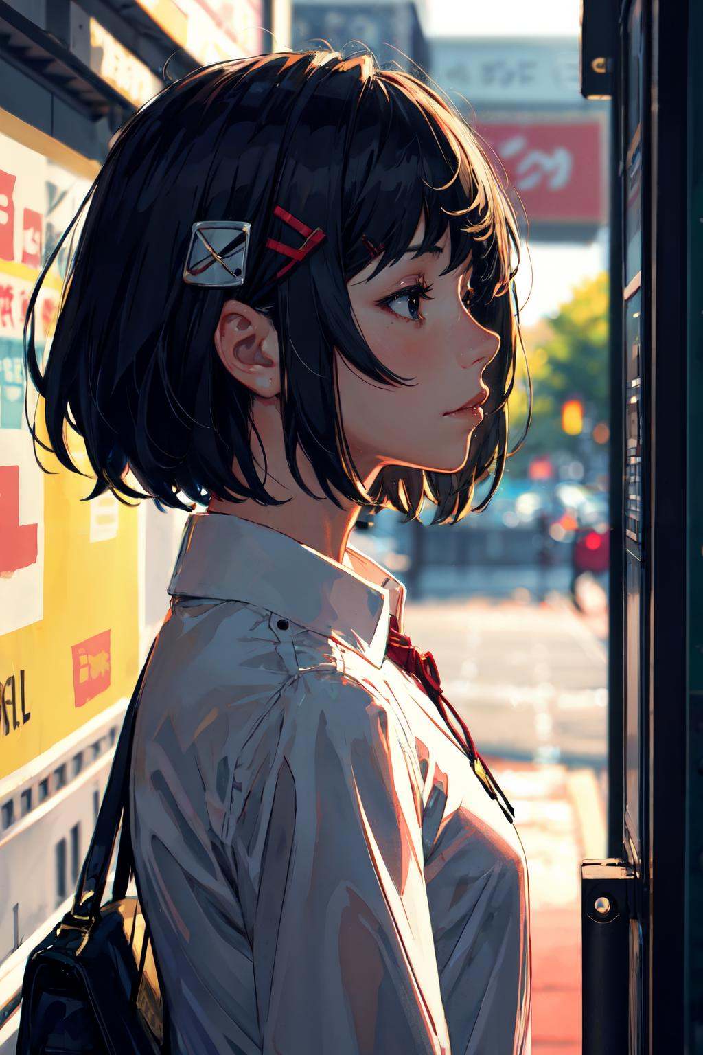guweiz style,  black hair,  hairclip on Tensor.Art