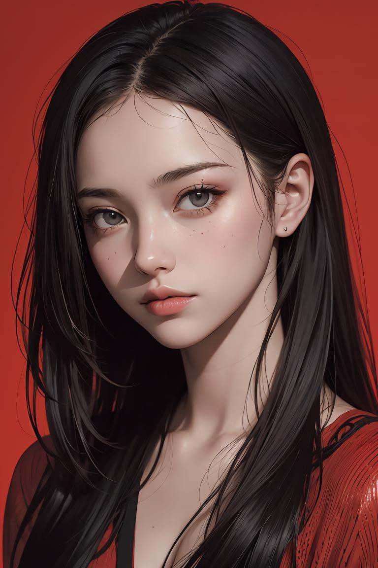 a 20 yo woman,  long hair,  dark theme on Tensor.Art