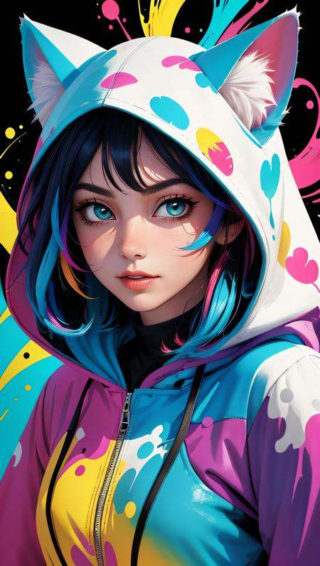 (best quality,  masterpiece,  colorful) Fluffy a fluffy cat dressing hood on Tensor.Art