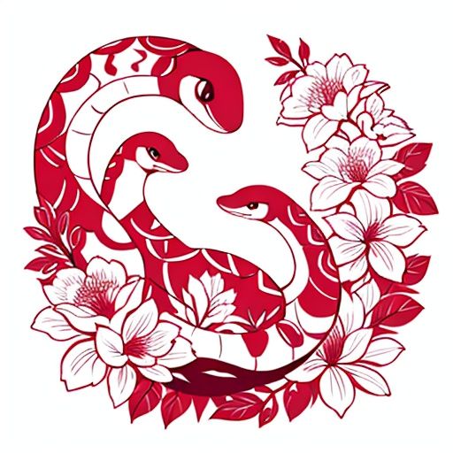 paper-cut art,snake，red theme，flower,<lora:2261ac6b5fa0e73b866ba8b82812d42b2f4238b7f374111234d95800bae340f0:0.6>