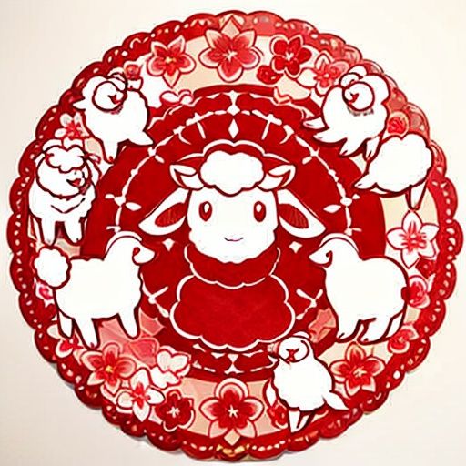paper-cut art,sheep，red theme，flower,<lora:2261ac6b5fa0e73b866ba8b82812d42b2f4238b7f374111234d95800bae340f0:0.6>