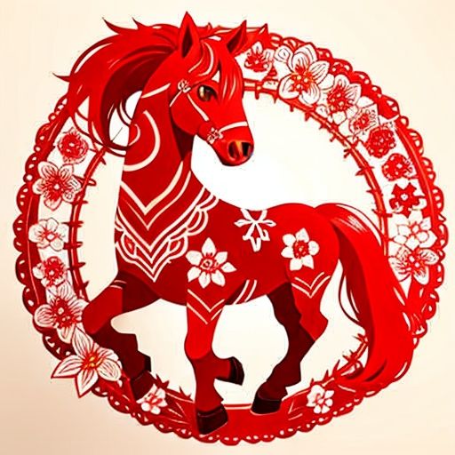 paper-cut art,horse，red theme，flower,<lora:2261ac6b5fa0e73b866ba8b82812d42b2f4238b7f374111234d95800bae340f0:0.6>