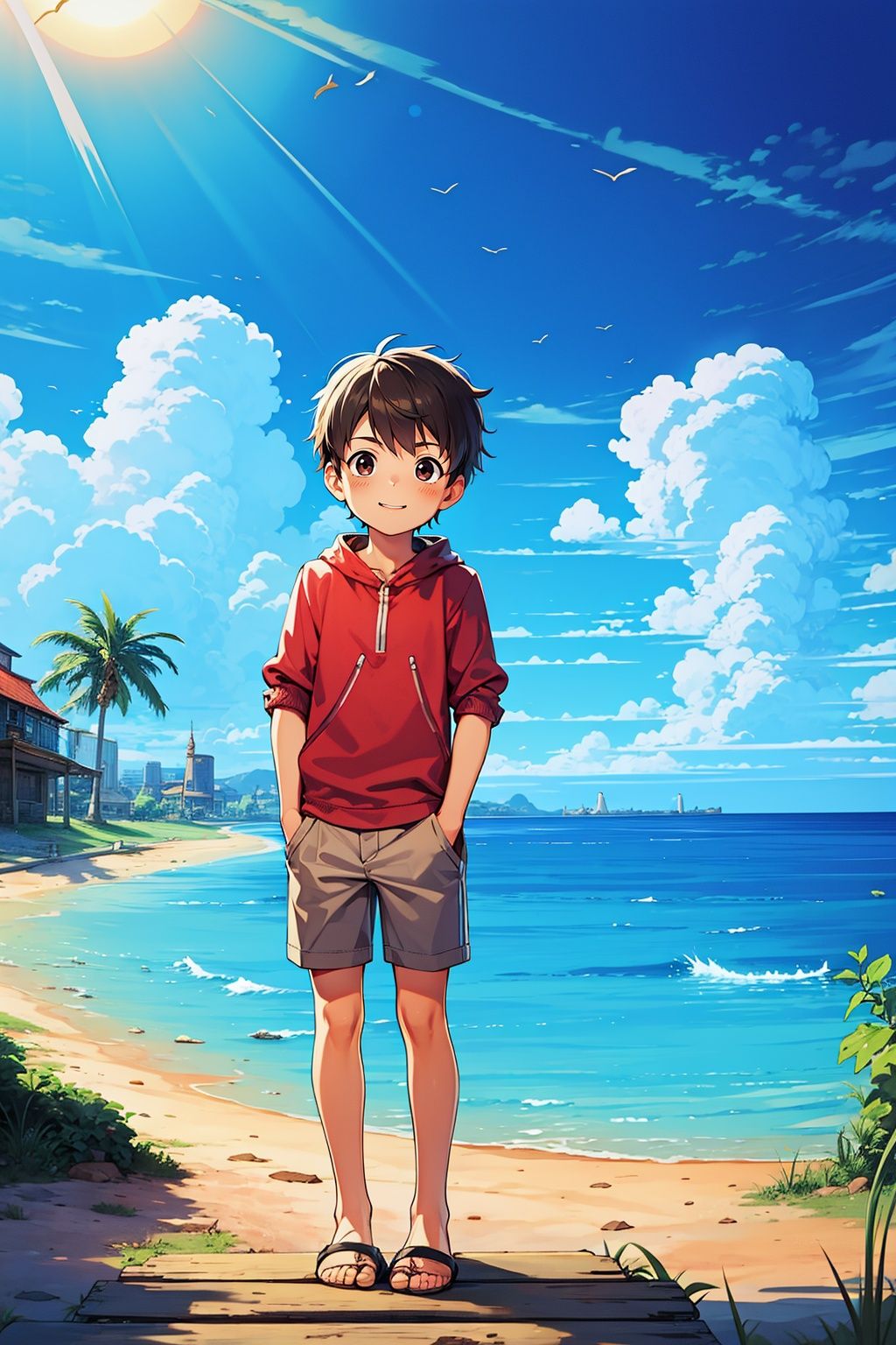 <lora:大眼崽:0.8>,sun,1boy,