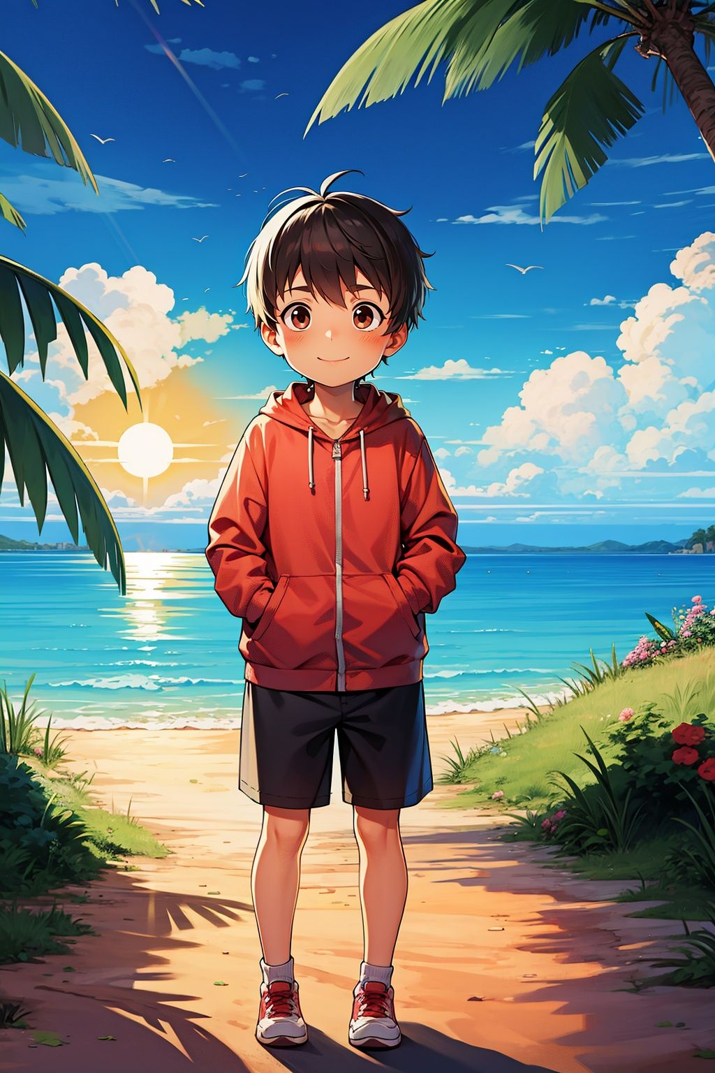 <lora:大眼崽:0.8>,sun,1boy,