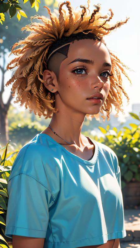 (realistic) a 18 yo afroamerican woman,  blonde, on Tensor.Art