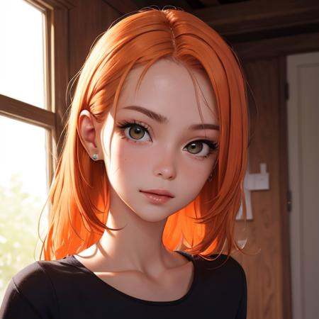 (best quality,  masterpiece) perfect face,  orange hair on Tensor.Art