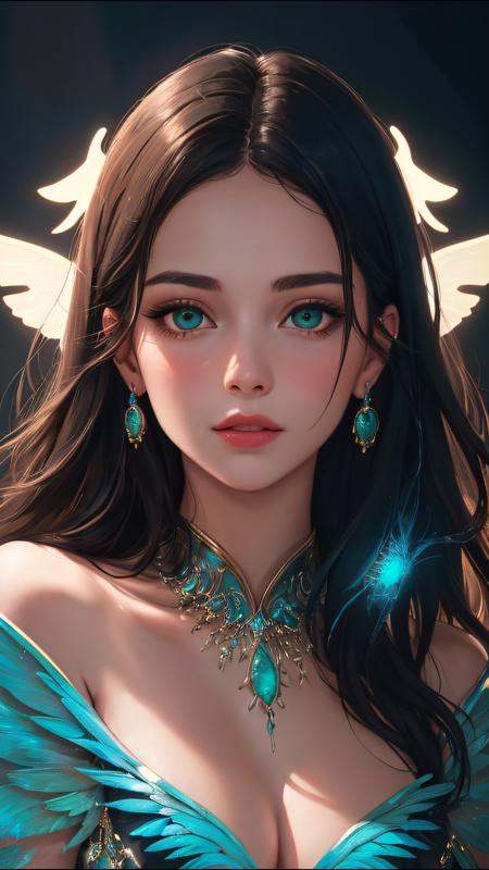 (perfect face),  Portrait of An ethereal female figure with delicate,  luminescent wings on Tensor.Art