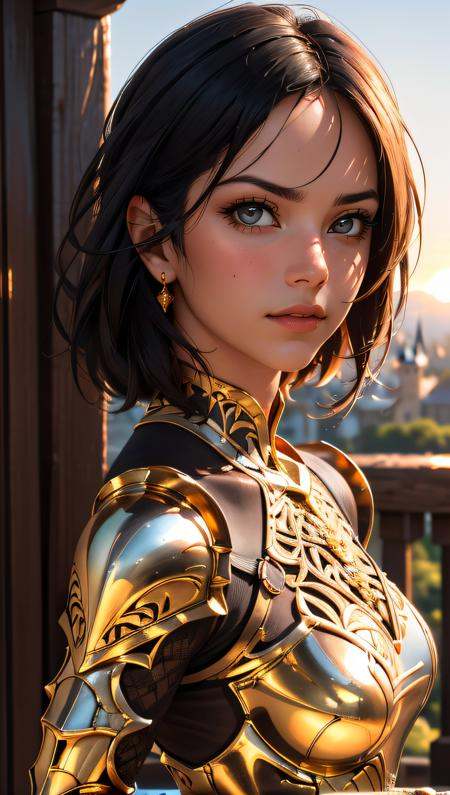 Portrait of a girl,  the most beautiful in the world,  (medieval gold armor) on Tensor.Art