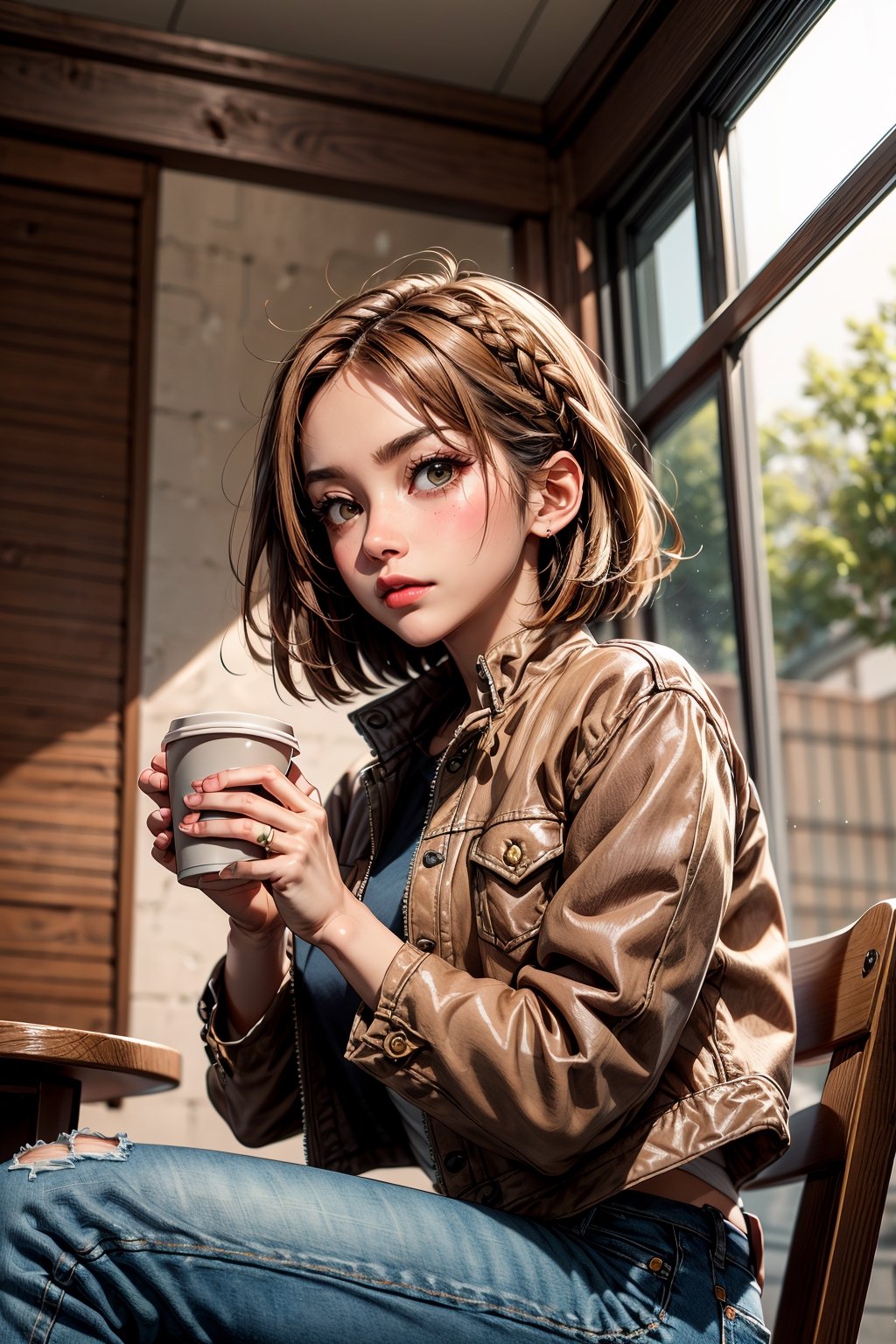 short hair,  blush,  brown eyes on Tensor.Art