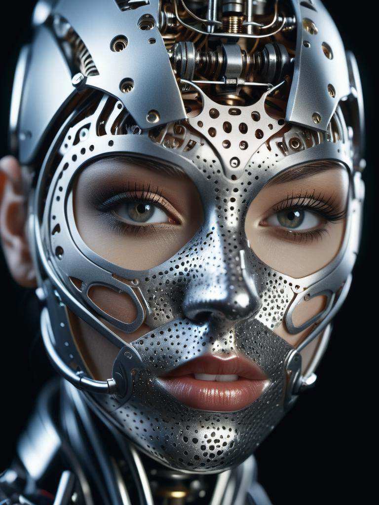 Hyperrealistic art RAW analog photo of a synthetic cyber girl hybrid,  , on Tensor.Art
