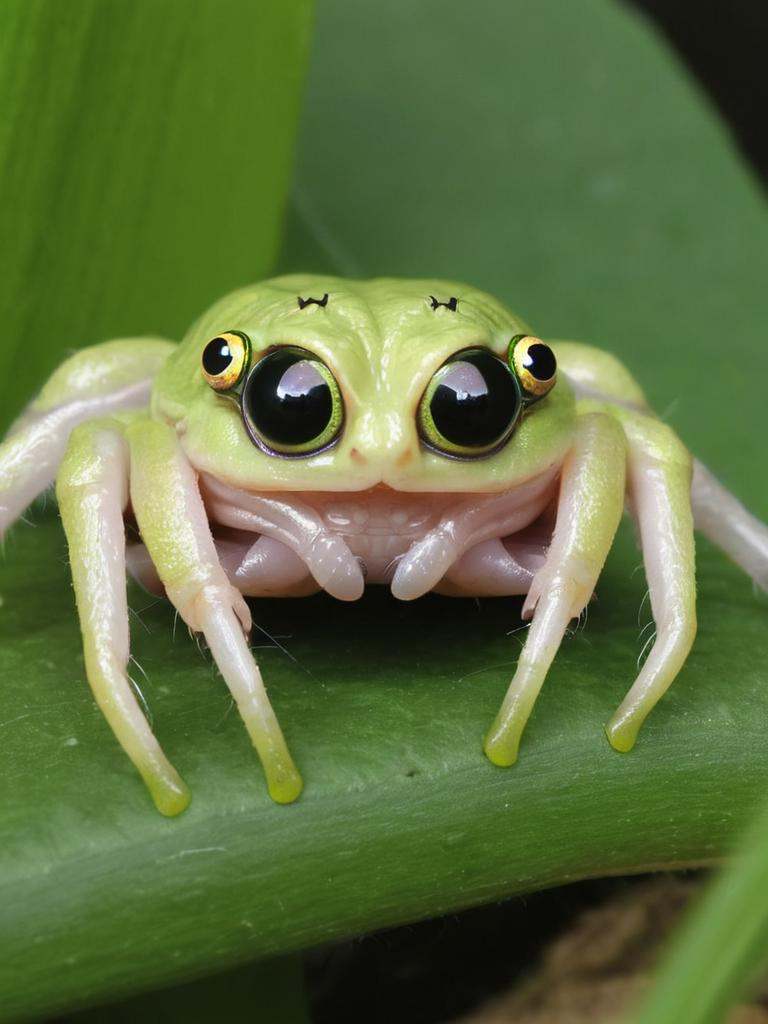hybrid and merge,  frog with spiders eyes on Tensor.Art