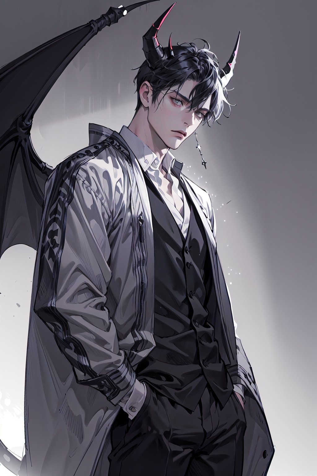 broad line,  anime boy,  black hair on Tensor.Art