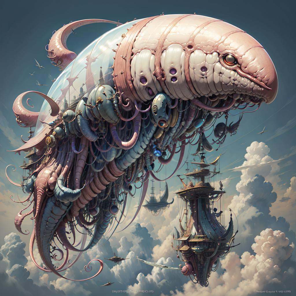 BiopunkAI dirigible,  clouds ,  detailed on Tensor.Art