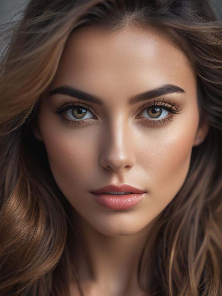 Hyper detailed photograph of a captivating portrait of a woman with a unique and alluring personality. The woman should po...