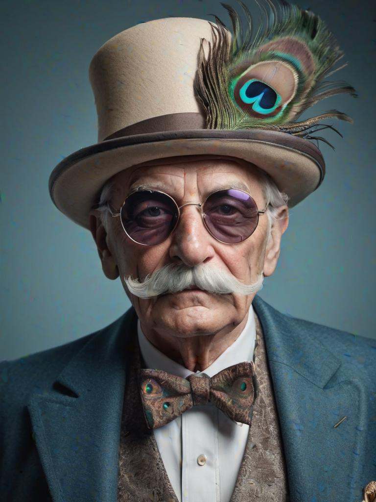 hyper detailed photograph of a cool chilled confident elderly Victorian 1gentleman with an extravagant large straight symm...