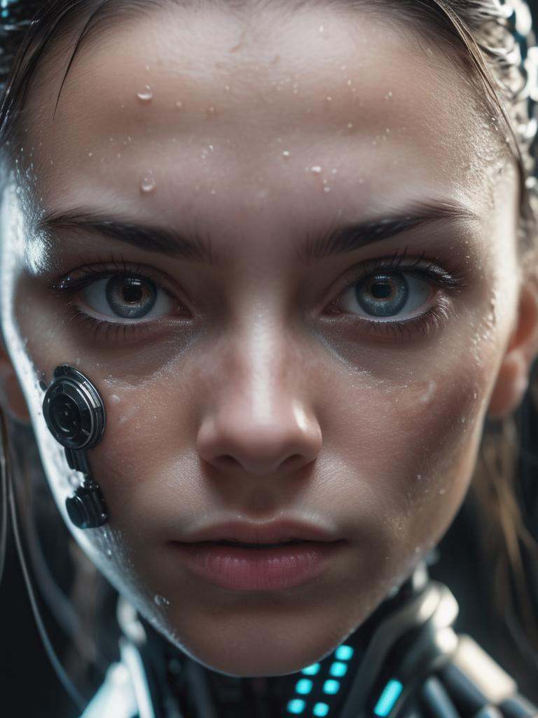 Hyperrealistic art RAW analog photo of a synthetic cyber girl,  , on Tensor.Art