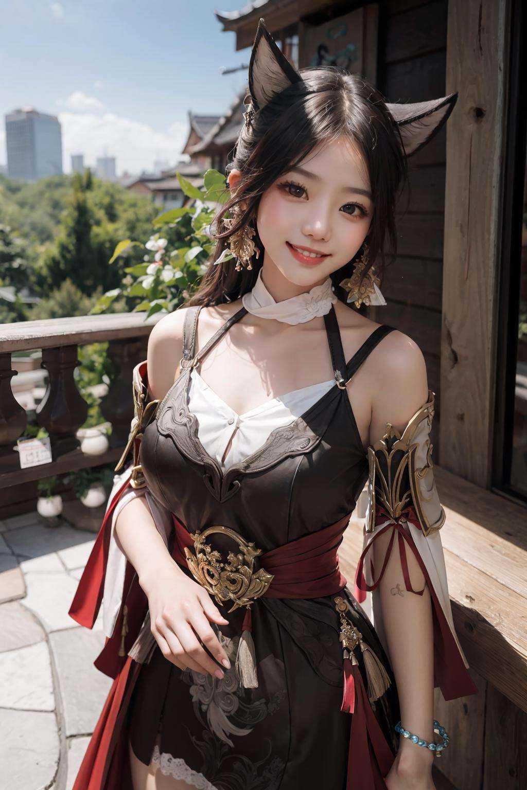 masterpiece, best quality,<lora:tingyun-sver:1>,1girl,tingyun,smile,cowboy shot, 
