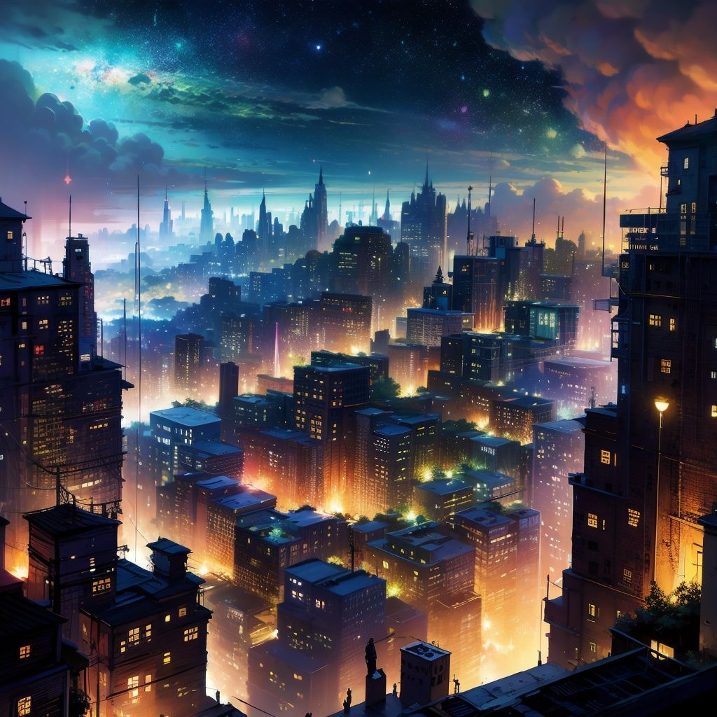 <lora:yhc:1>yhc, scenery, no humans, sky, cloud, science fiction, city, building, outdoors, cityscape, city lights, day