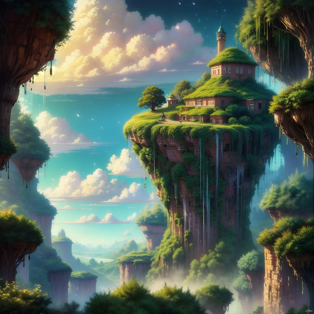 <lora:yhc:1>yhc, scenery, no humans, cloud, sky, tree, fantasy, outdoors, city