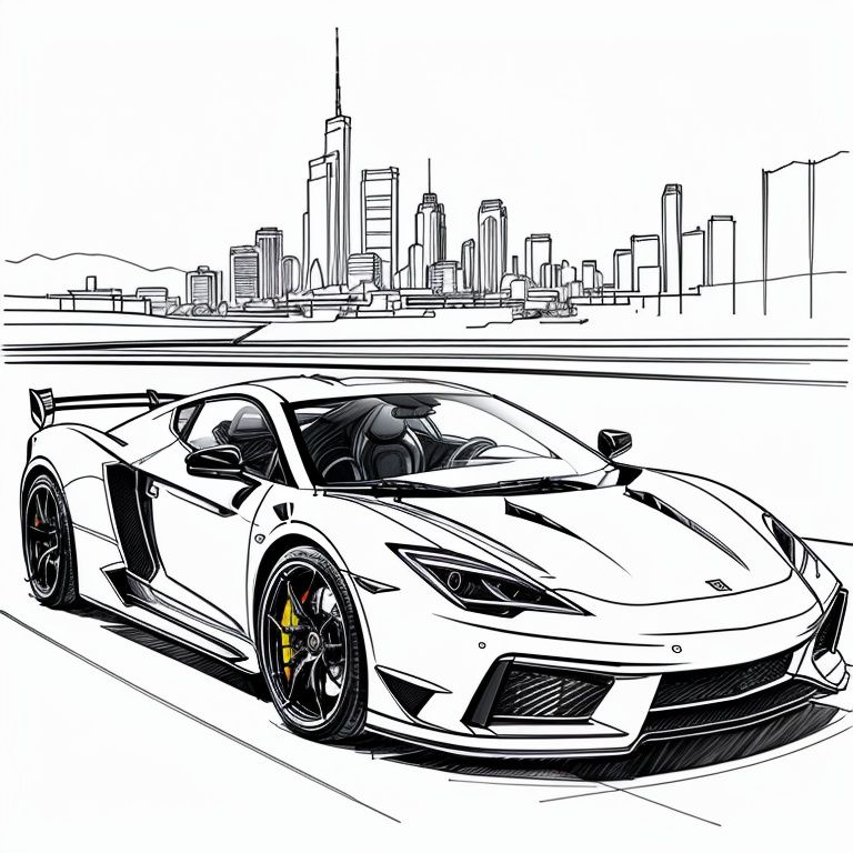 masterpiece, best quality, sketch,supercar,line drawing