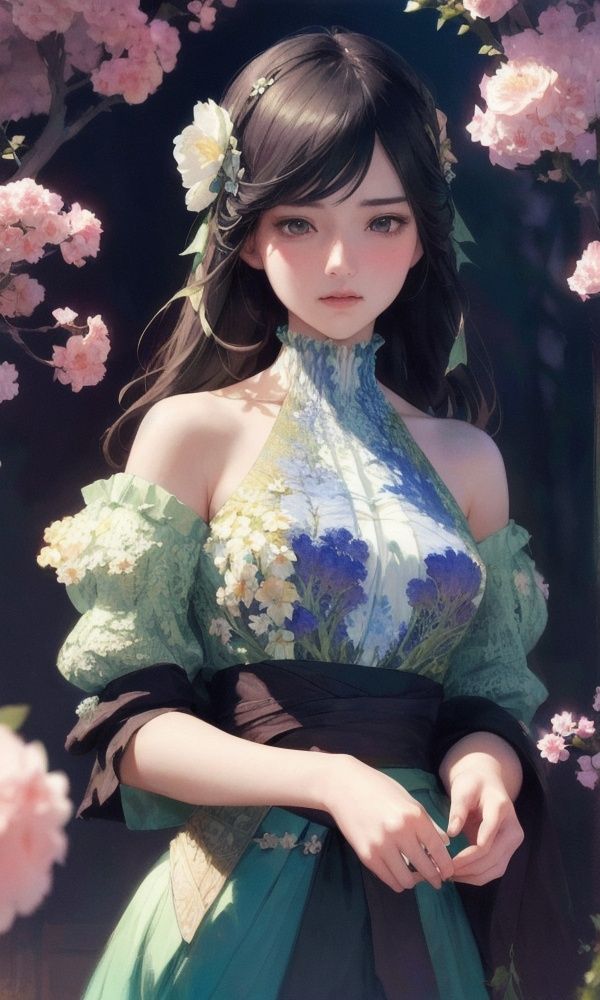 (,1girl, pov,best quality, ),anime,(masterpiece, top quality, best quality, official art, beautiful and aesthetic:1.2), (1girl), upper body,extreme detailed,(fractal art:1.3),colorful, flowers ,highest detailed,(by Jeremy Lipking) (((())))