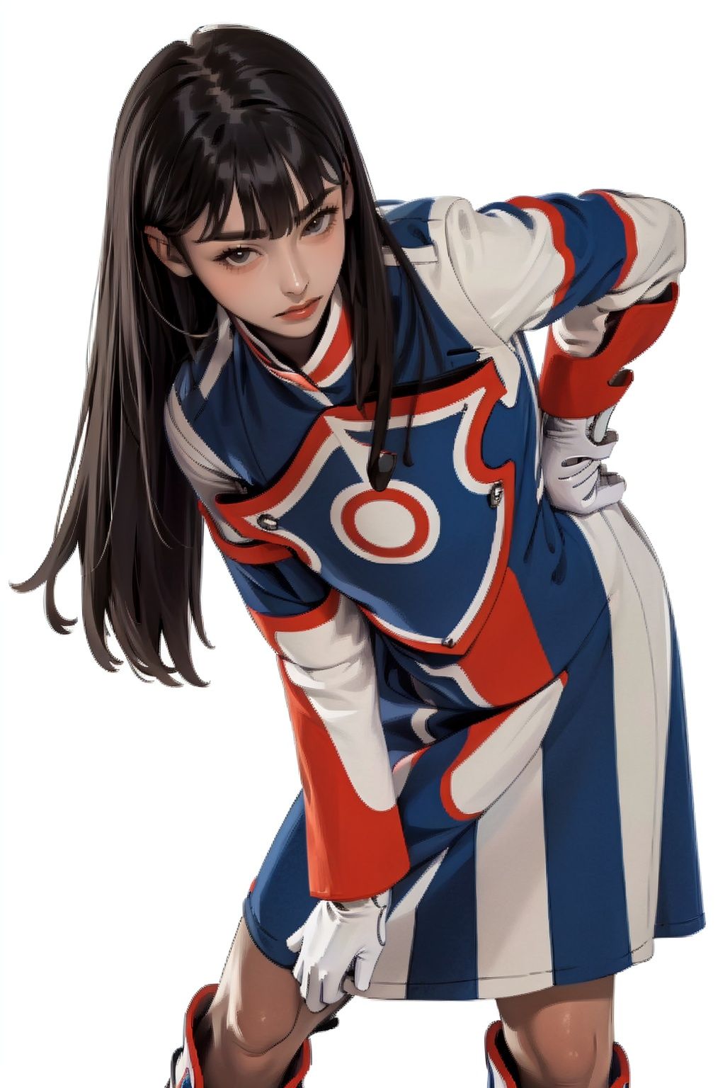 (masterpiece:1.3), (the best quality:1.2), (super fine illustrations:1.2), (Masterpiece), high quality, high detail,((white background:1.2)), looking at viewer, (SOLO:1.4),outline,,simple background, dress, armor, knee boots, boots, uniform, white gloves, solo