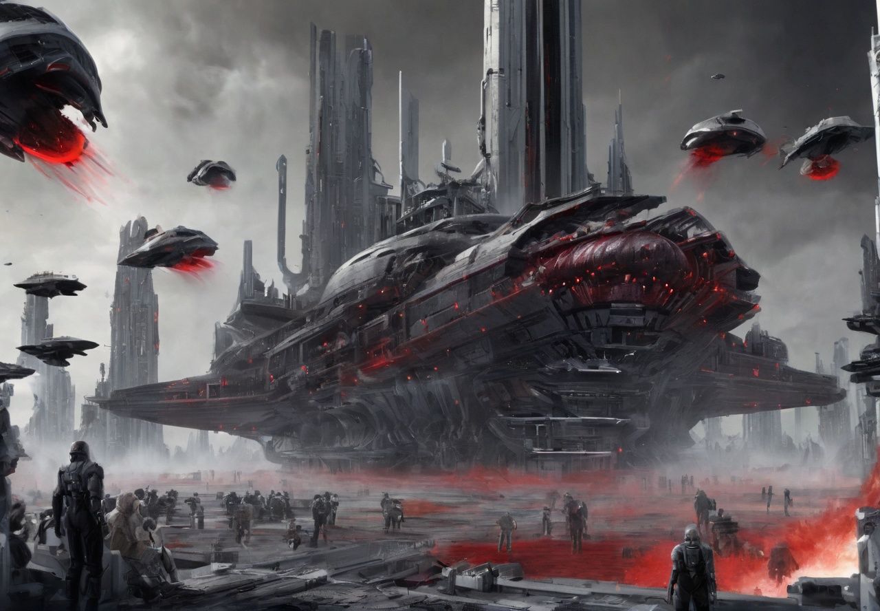 <lora:科幻-雪城黑红sdxl:1>,doomsday city,8k,real,sci-fi wind,blood and black,blood and black,high-precision machinery,<lora:wanxiang_V2-000002:1>,planet,battleship,