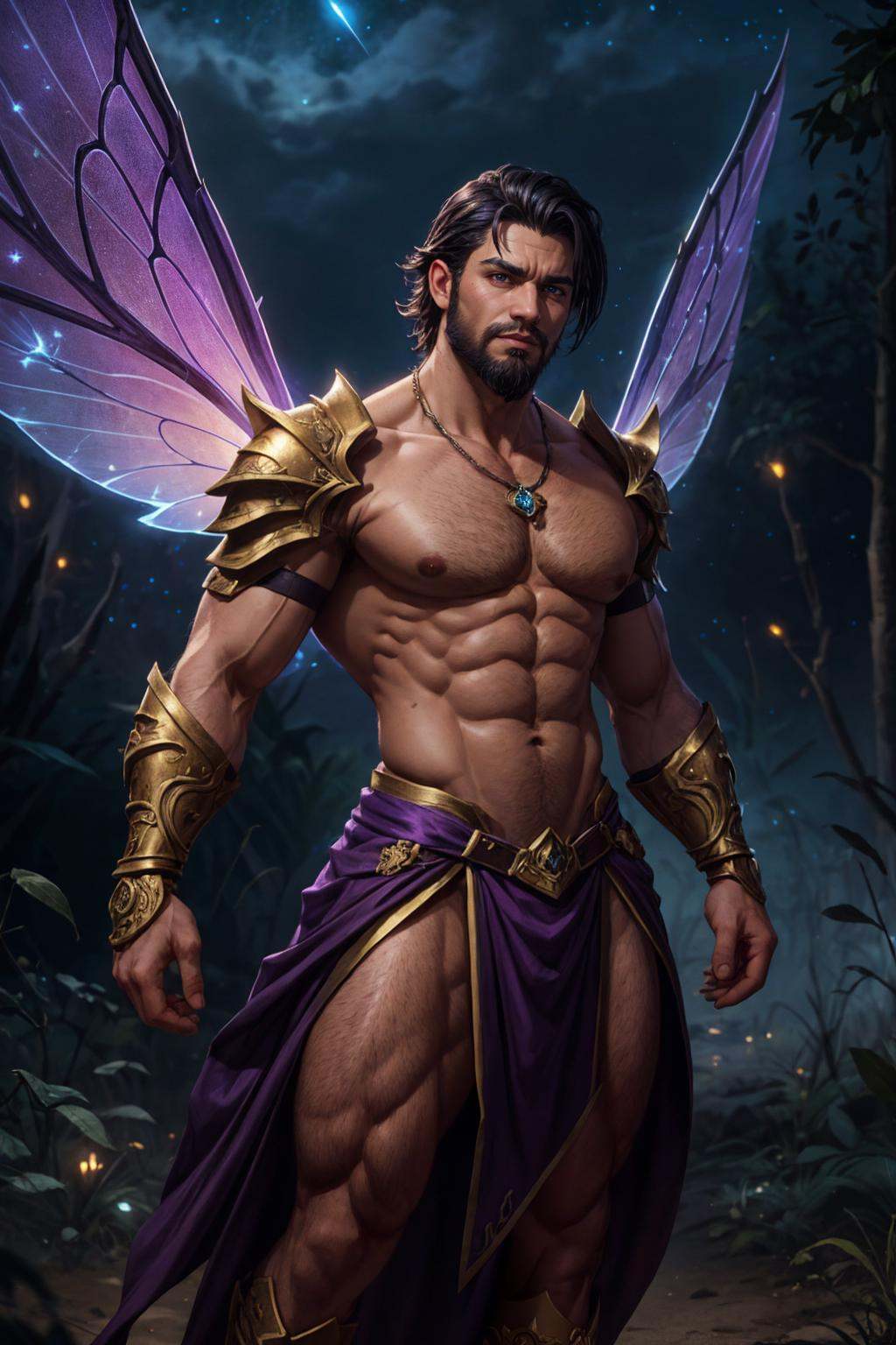 male fairy,  wearing intricate full fairy-themed armor,  body piercing on Tensor.Art
