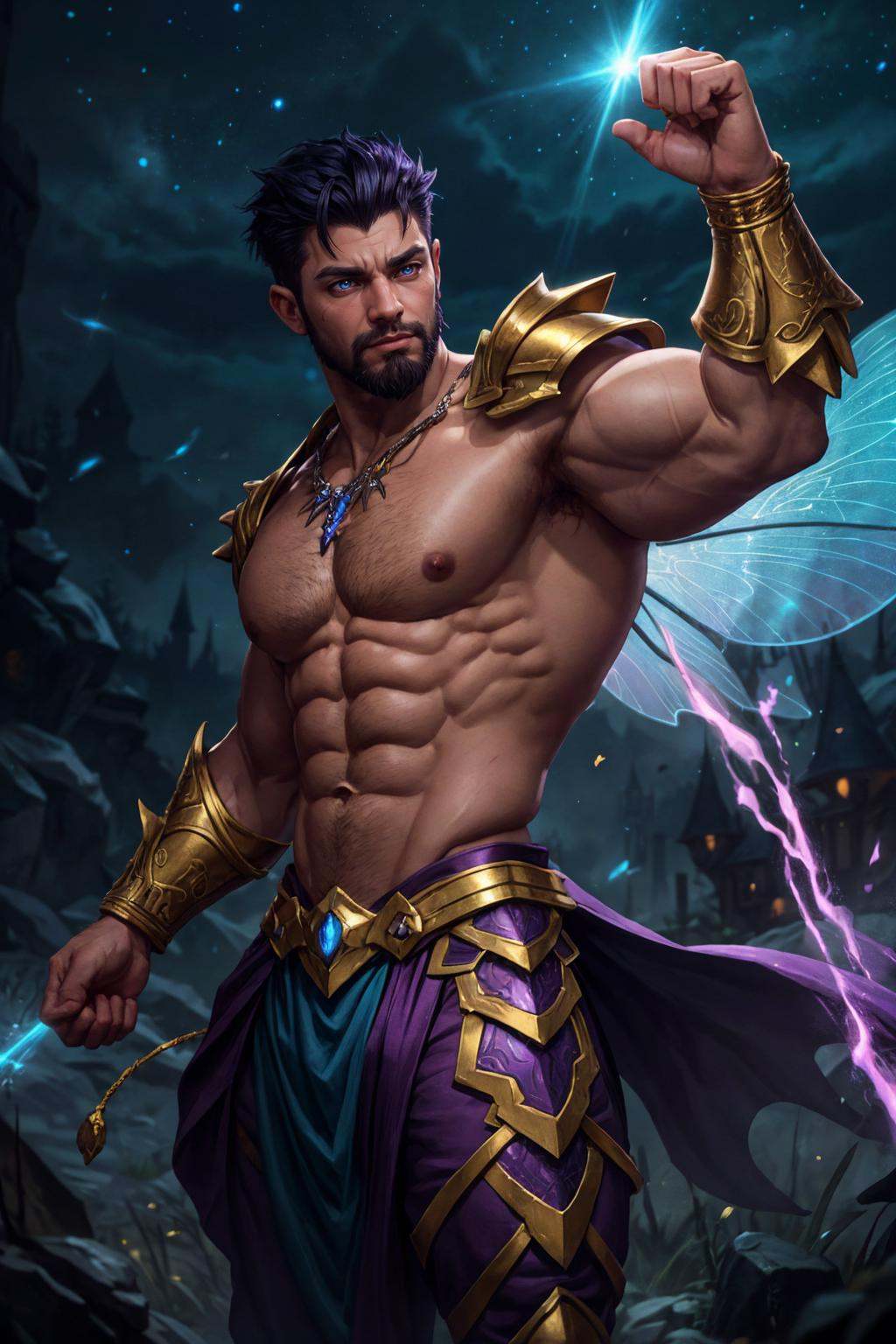 male fairy,  wearing intricate full fairy-themed armor,  body piercing on Tensor.Art