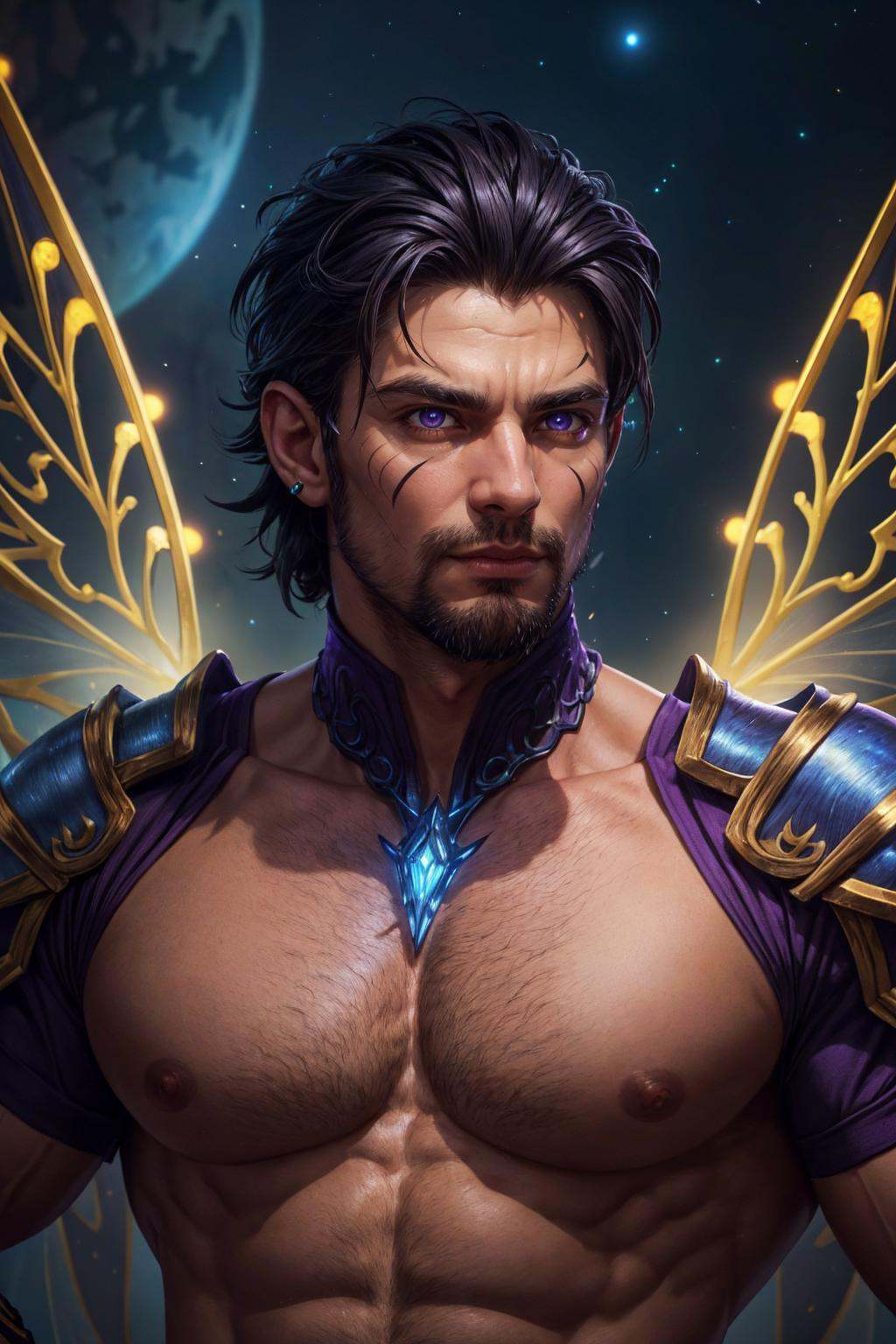male fairy,  wearing intricate full fairy-themed armor,  body piercing on Tensor.Art