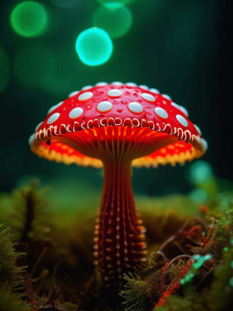 Mesmerizing 1 mushroom fly agaric,  Wretched fluorescent patterns,  stylized on Tensor.Art