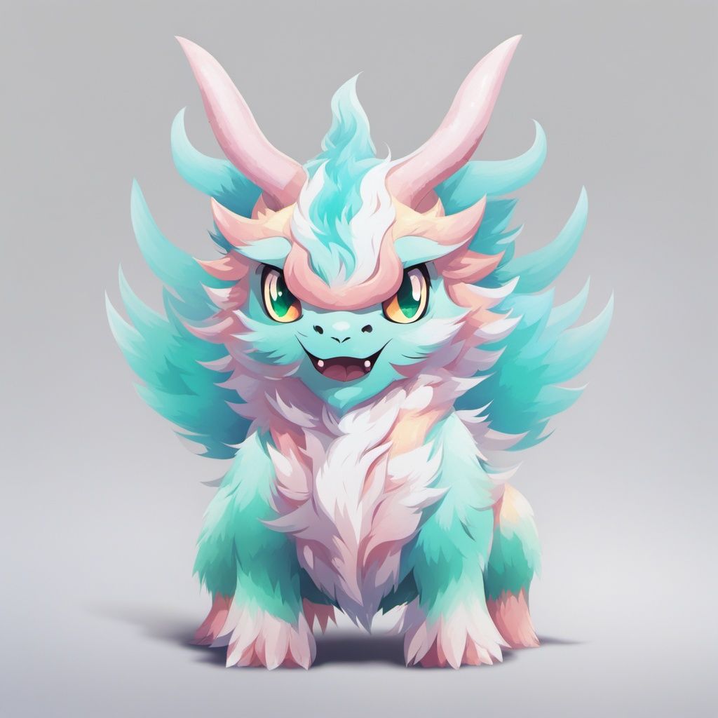 <lora:tang long:0.9>,xun,no humans,solo,horns,full body,fangs,looking at viewer,grey background,simple background,claws,gradient,gradient background,pokemon \(creature\),standing,(jade:1.4),