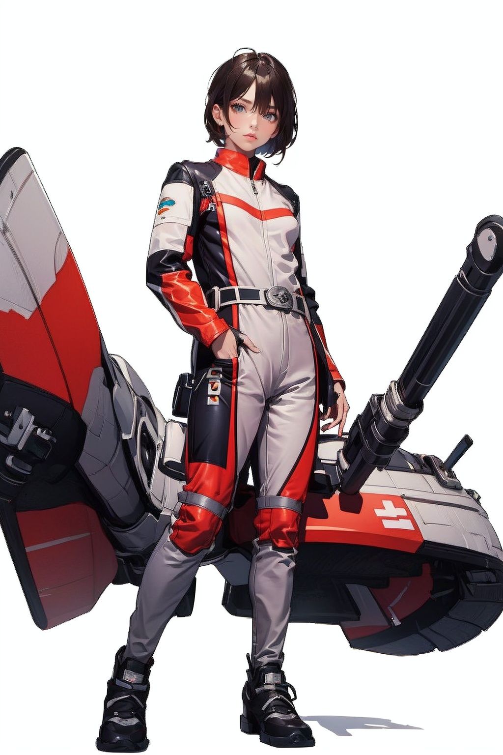 (masterpiece:1.3), (the best quality:1.2), (super fine illustrations:1.2), (Masterpiece), high quality, high detail,((white background:1.2)), looking at viewer, (SOLO:1.4),outline,,simple background, fingerless gloves, jacket, armor, armband, uniform, military uniform