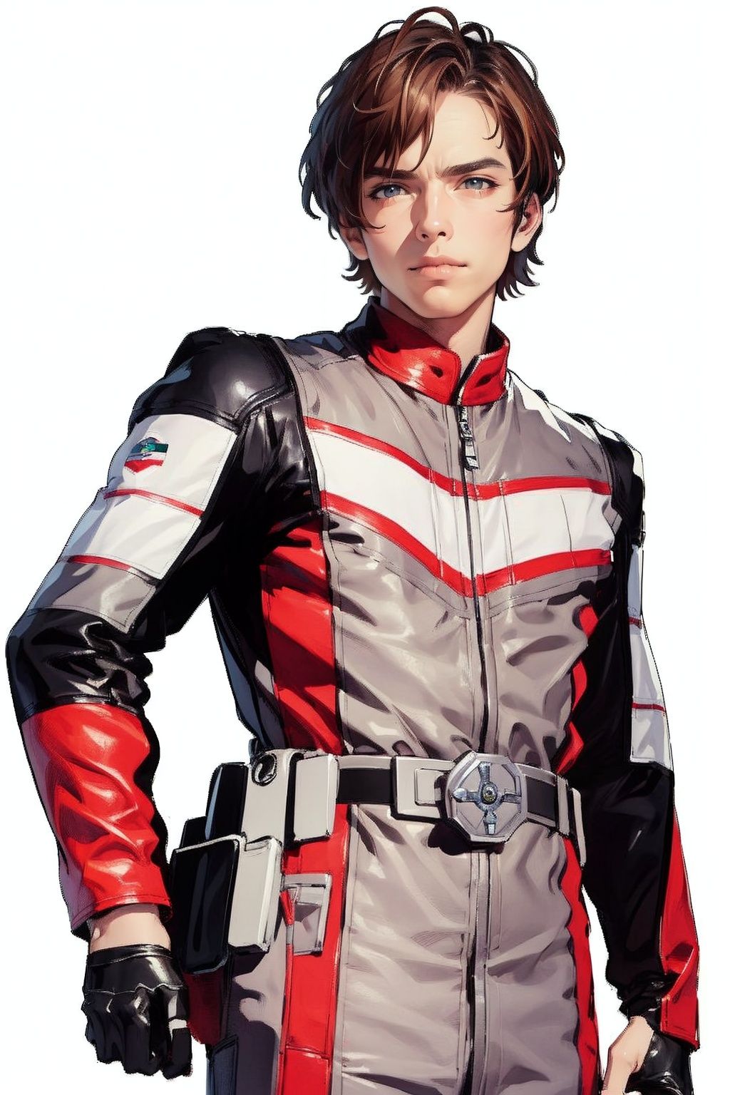 (masterpiece:1.3), (the best quality:1.2), (super fine illustrations:1.2), (Masterpiece), high quality, high detail,((white background:1.2)), looking at viewer, (SOLO:1.4),outline,,simple background, fingerless gloves, jacket, armor, armband, uniform, military uniform