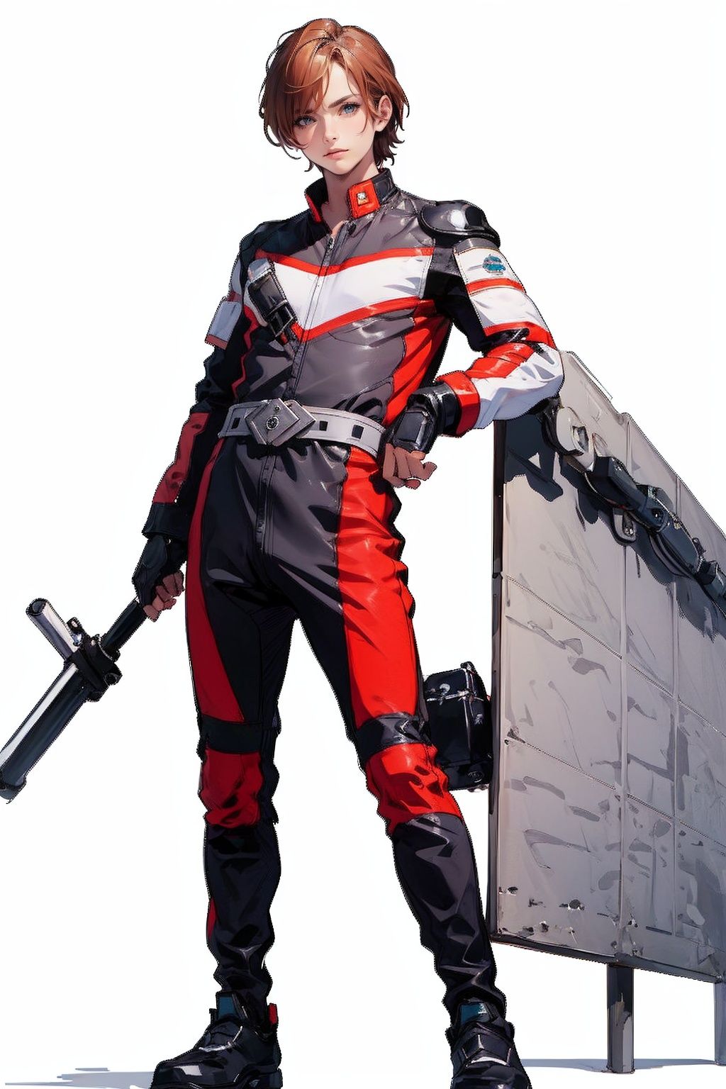 (masterpiece:1.3), (the best quality:1.2), (super fine illustrations:1.2), (Masterpiece), high quality, high detail,((white background:1.2)), looking at viewer, (SOLO:1.4),outline,,simple background, fingerless gloves, jacket, armor, armband, uniform, military uniform