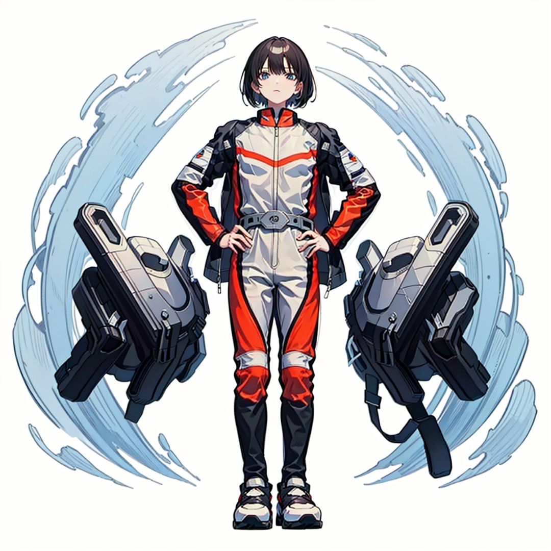 (masterpiece:1.3), (the best quality:1.2), (super fine illustrations:1.2), (Masterpiece), high quality, high detail,((white background:1.2)), looking at viewer, (SOLO:1.4),outline,,simple background, fingerless gloves, jacket, armor, armband, uniform, military uniform