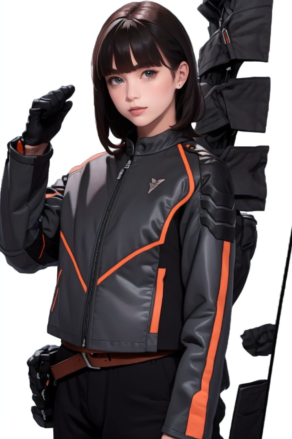 (masterpiece:1.3), (the best quality:1.2), (super fine illustrations:1.2), (Masterpiece), high quality, high detail,((white background:1.2)), looking at viewer, (SOLO:1.4),outline,,simple background,black footwear, military uniform, boots, black pants, pants, jacket, uniform, gloves, belt,