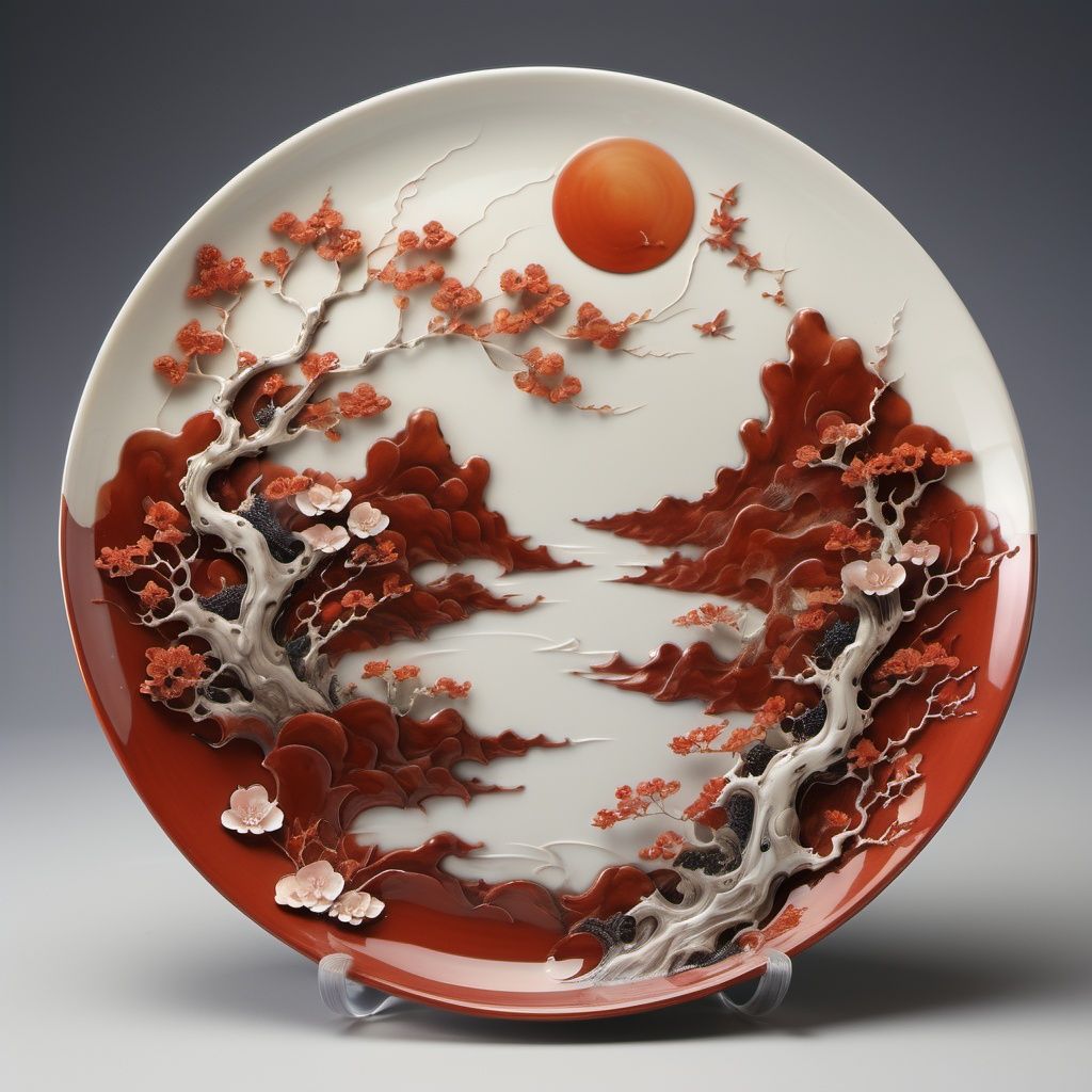 arien_porcelain,plate porcelain that A woman under the moon,(Mid-Autumn Festival) <lora:sdxl_自定义瓷器创意画:1> 