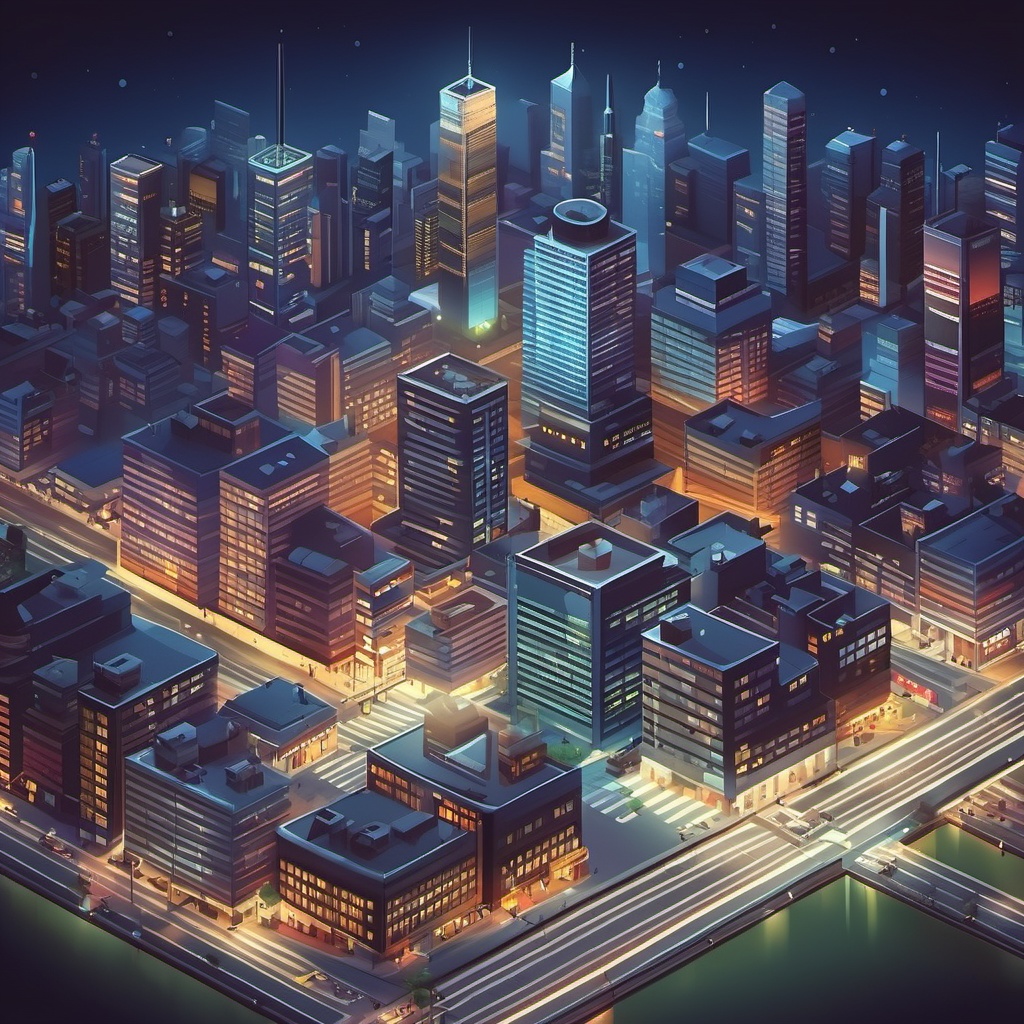 city view at night,  isometric style by nocor1i8 on Tensor.Art