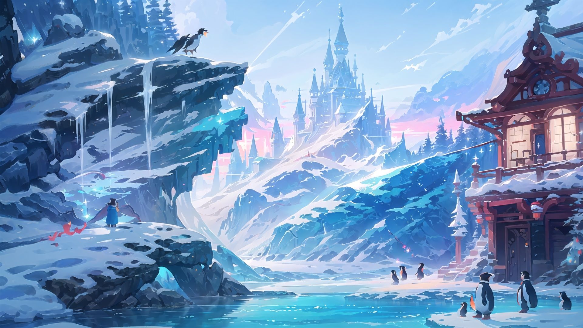 (((masterpiece))), ((extremely detailed CG unity 8k wallpaper)), best quality, high resolution illustration, Amazing, highres, intricate detail, (best illumination, best shadow, an extremely delicate and beautiful),

2D ConceptualDesign, penguin, bird, snow, scenery, mountain, outdoors, ice, whale, animal, aurora, sky