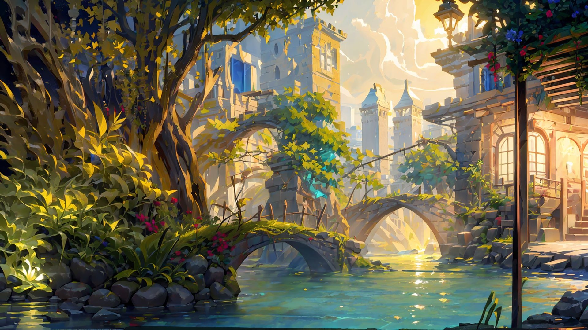 Frontal side, finely detail, Depth of field, (((masterpiece))), ((extremely detailed CG unity 8k wallpaper)), best quality, high resolution illustration, Amazing, highres, intricate detail, (best illumination, best shadow, an extremely delicate and beautiful),
Yellow flowers, Blue wall, Closed windows, excess surface water, Mediterranean style architecture,2D ConceptualDesign