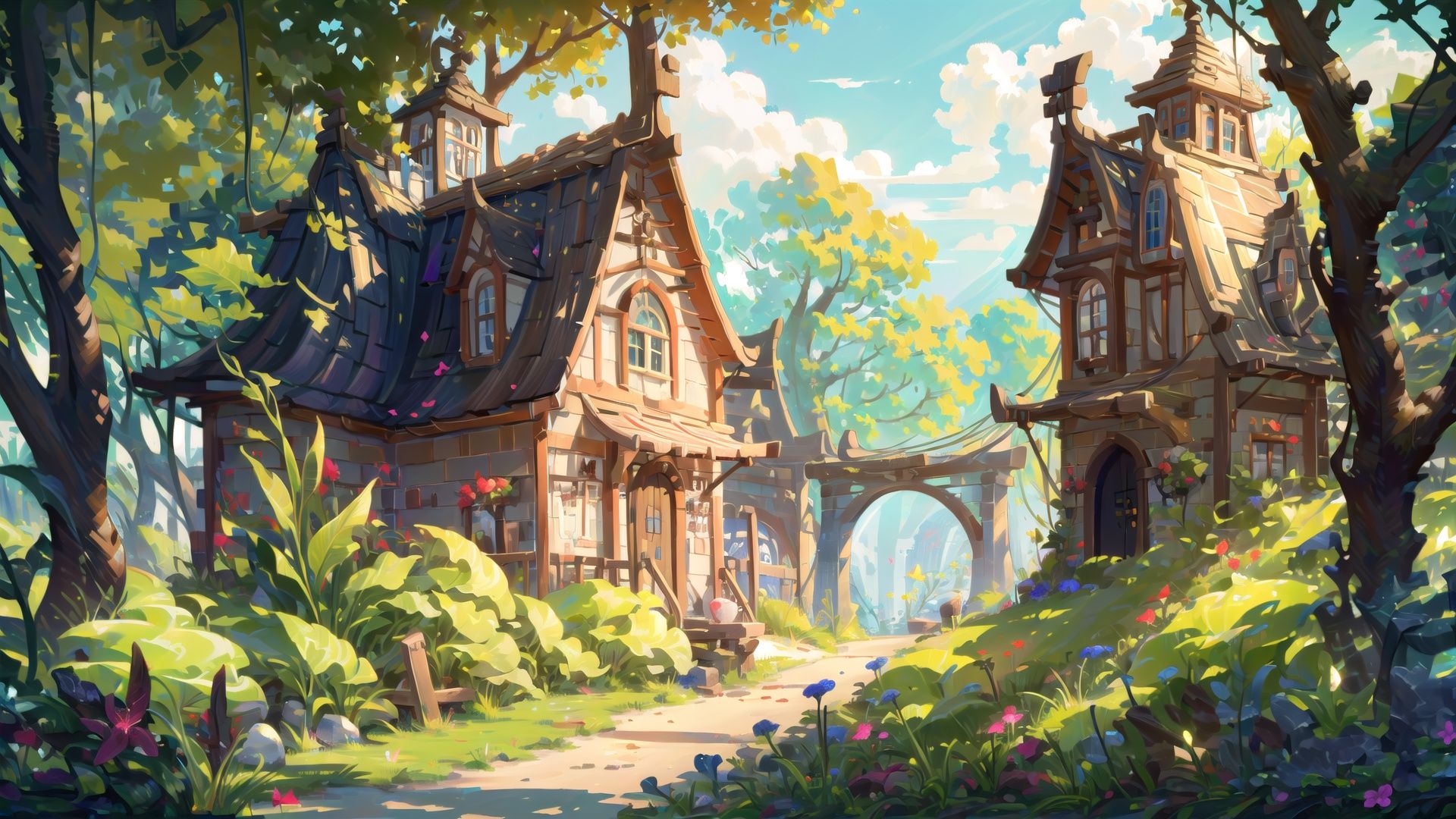 (((masterpiece))), ((extremely detailed CG unity 8k wallpaper)), best quality, high resolution illustration, Amazing, highres, intricate detail, (best illumination, best shadow, an extremely delicate and beautiful),

2D ConceptualDesign, outdoors, tree, flower, day, grass, scenery, plant, 1girl, sky, nature, brown hair, red hair