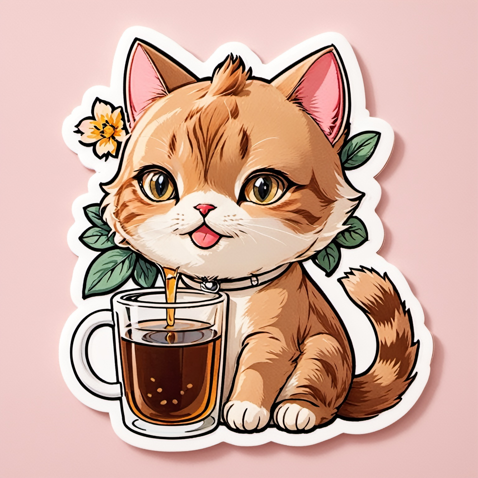 sticker ,  cat,  drinking by Goofy Ai on Tensor.Art