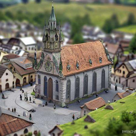 village church,  people,  wagon on Tensor.Art