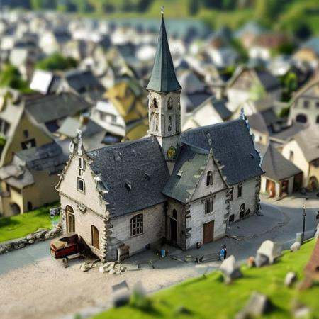village,  steeple,  people on Tensor.Art