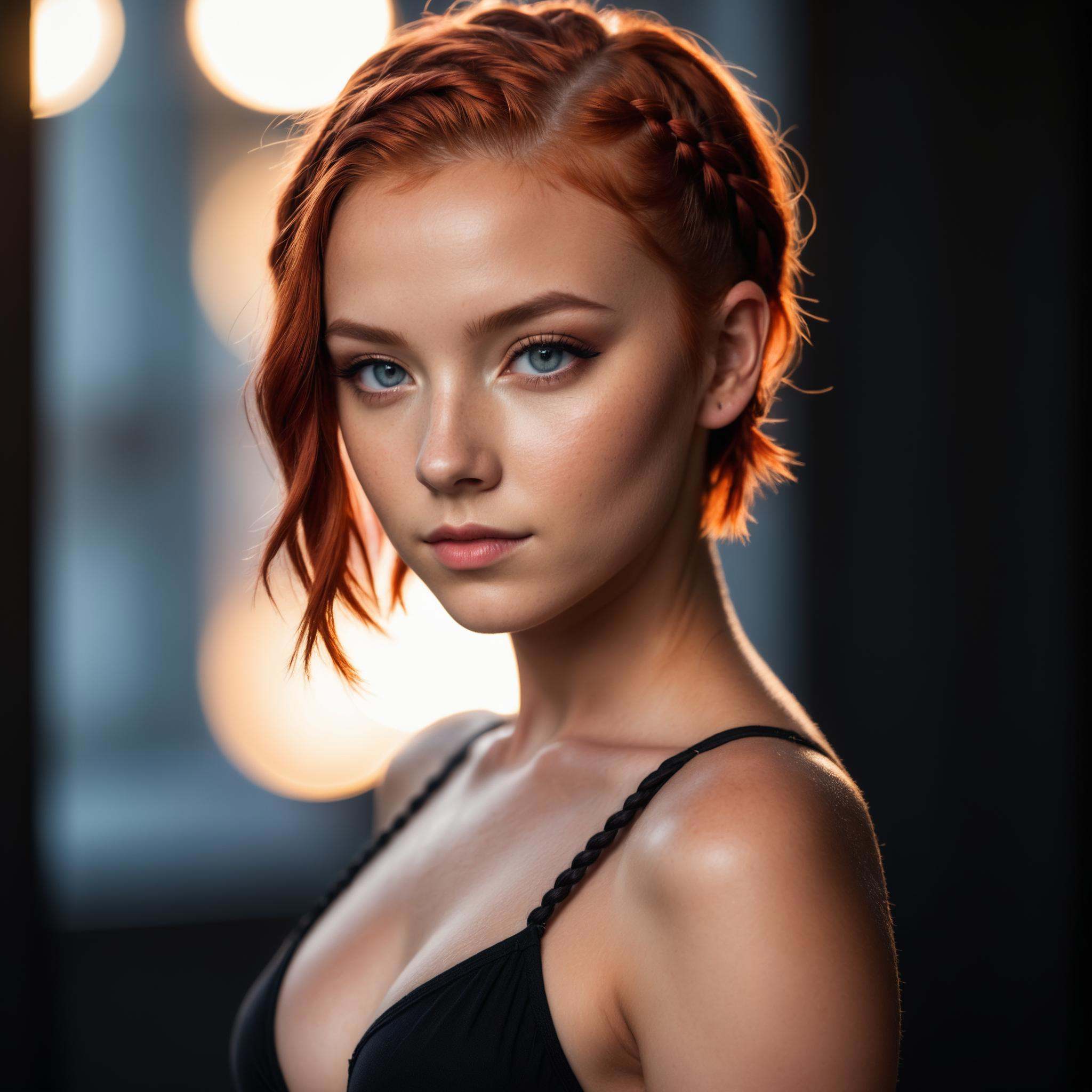 photo of 18 y.o woman,  perfect eyes,  short red hair on Tensor.Art