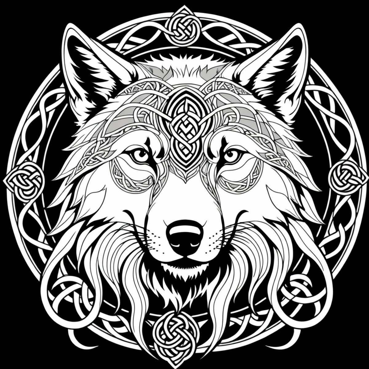 (line art art),  2D,  wolf on Tensor.Art