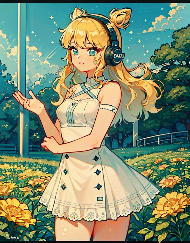 1girl,  blonde hair,  double bun on Tensor.Art